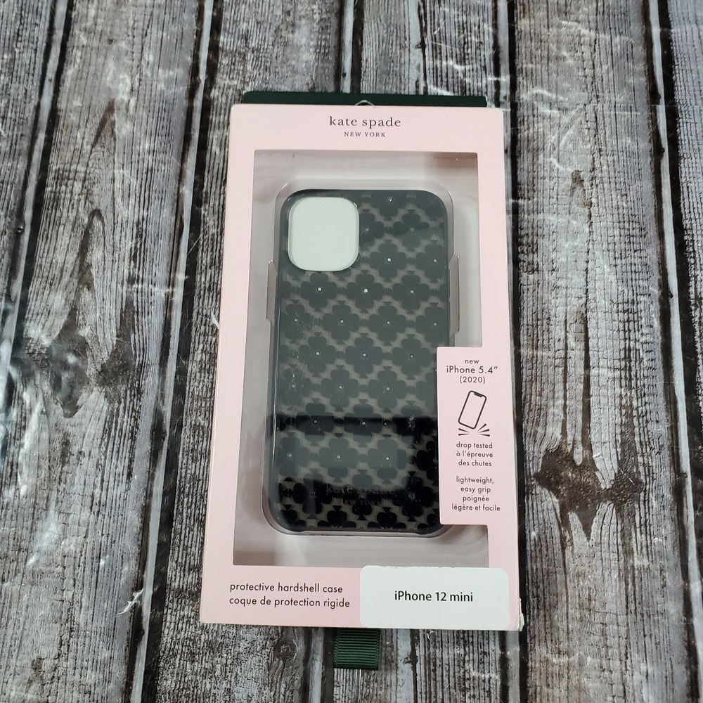 Kate Spade New York Hardshell Case Black Clovers Rinestones for iPhone 12 Mini